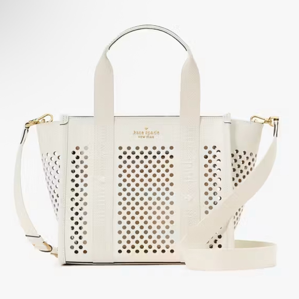 Kate Spade NWT Kip Perforated Leather Tote in Meringue Cream
